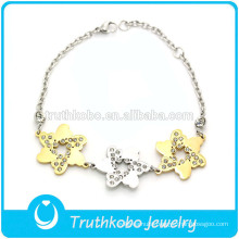 TKB-B0005 Fashion First-rate Two Tone The six corners of the starfish Loverly Charm Beauty Stiainless Steel Bracelet For Women